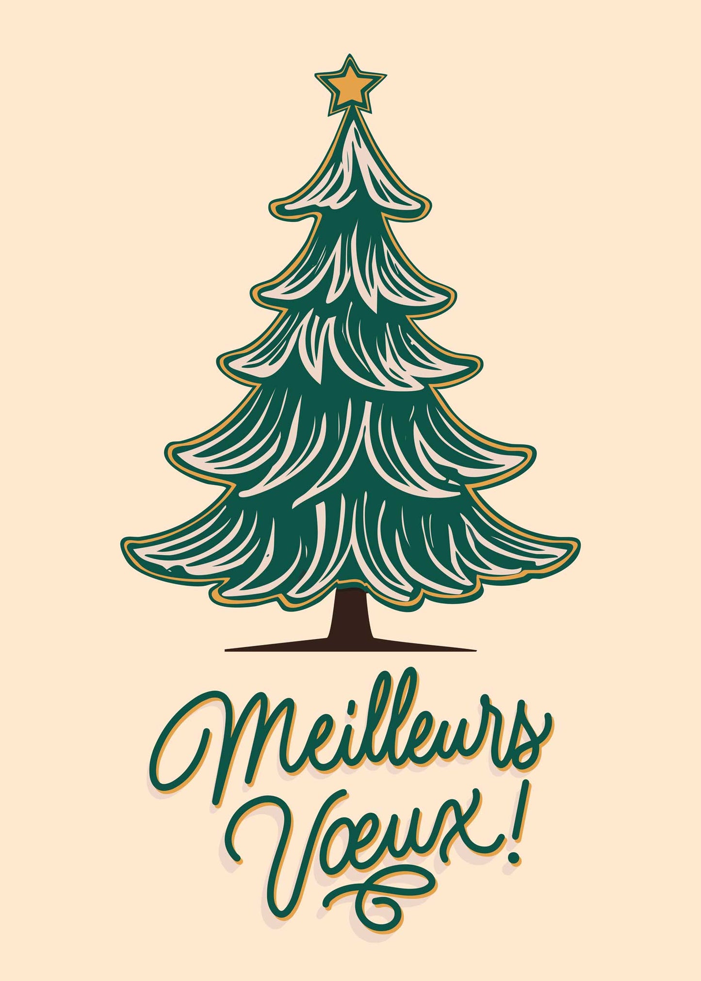 Affiche Meilleurs Vœux esprit de Noël avec sapin vert