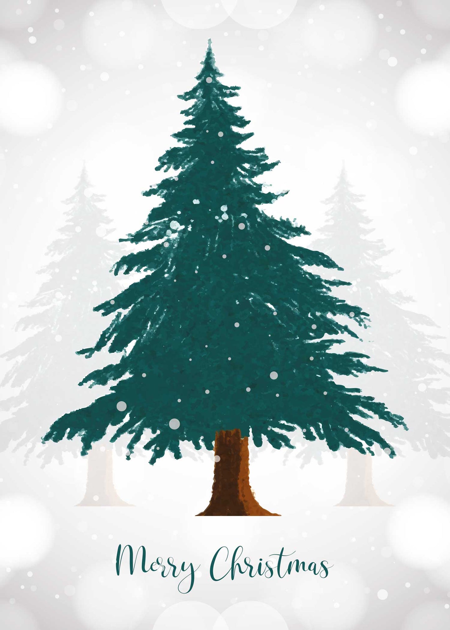 Affiche Merry Christmas sapin enneigé esprit traditionnel