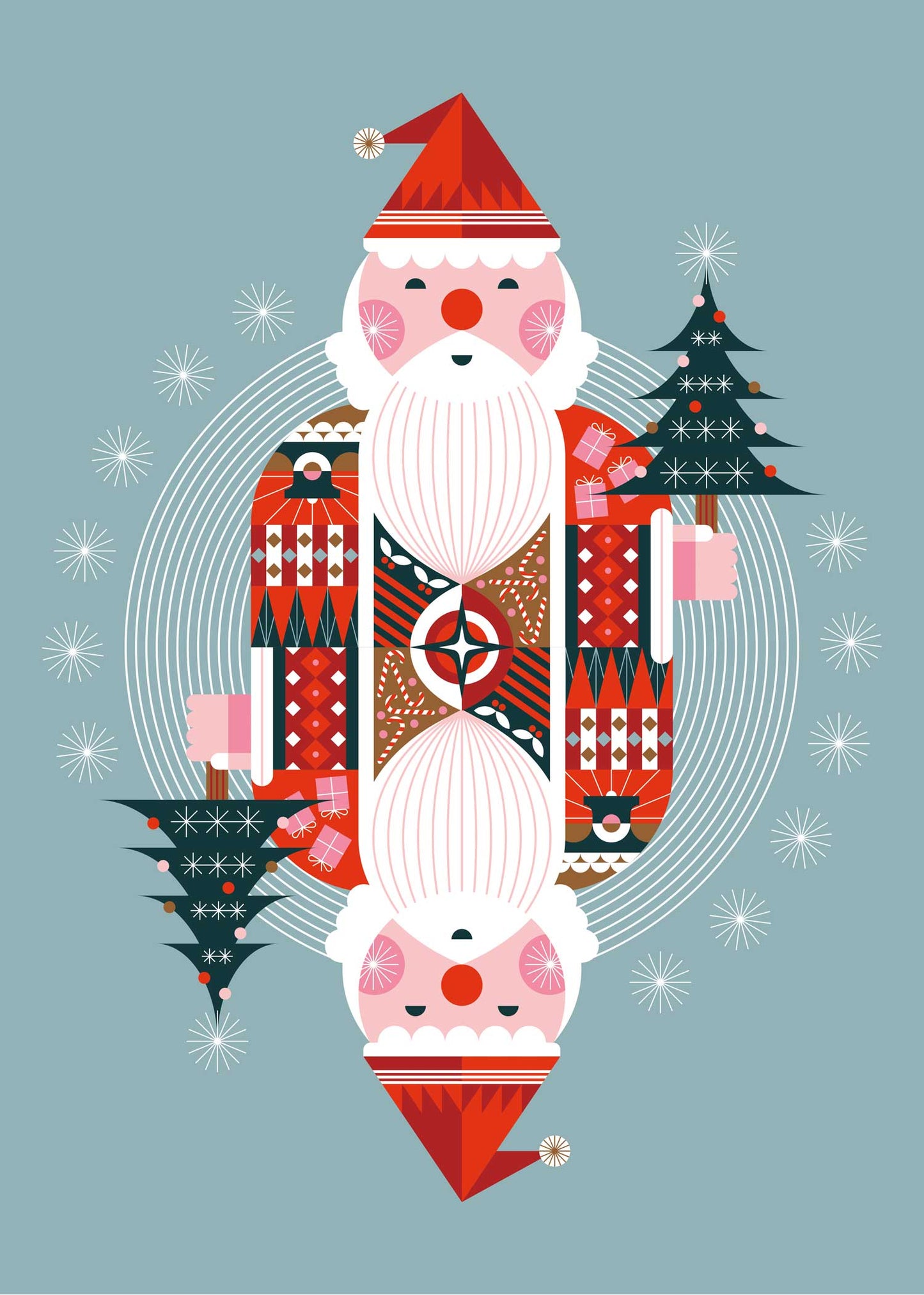 Affiche Père Noël design scandinave symétrie et style nordique