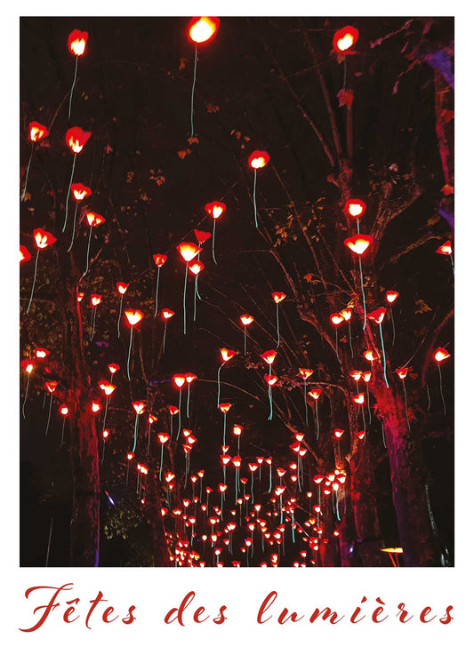 Affiche Fêtes des Lumières Lyon - Fleurs rouges