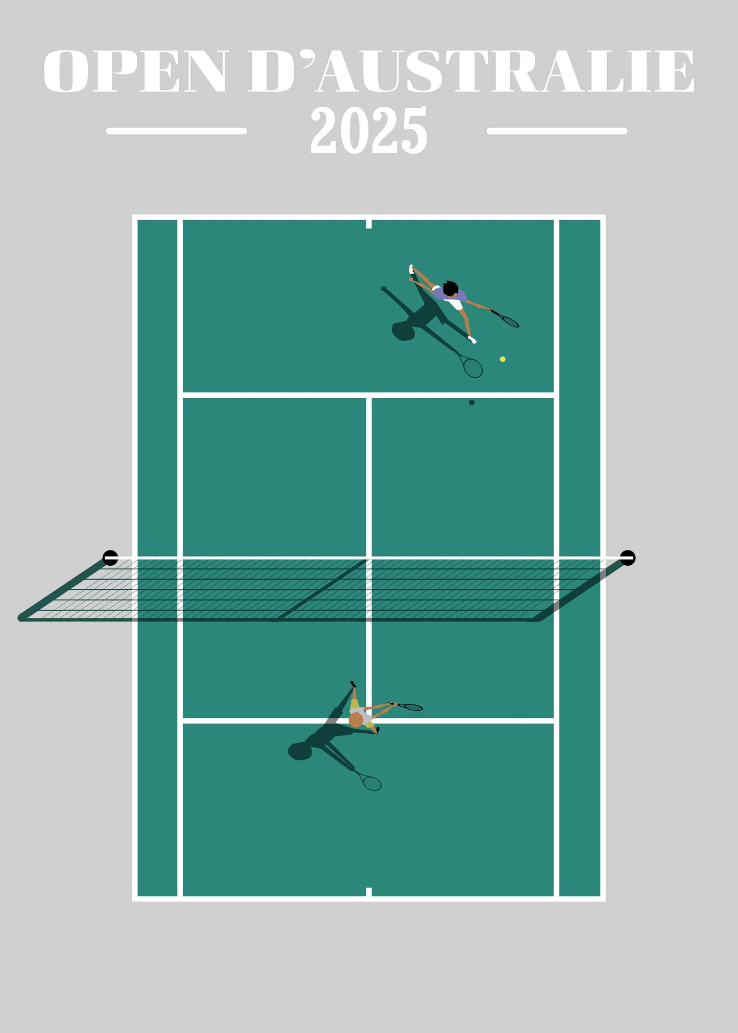 Affiche Open d’Australie 2025 - Match de Tennis Vue Aérienne