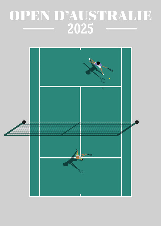 Affiche Open d’Australie 2025 - Match de Tennis Vue Aérienne