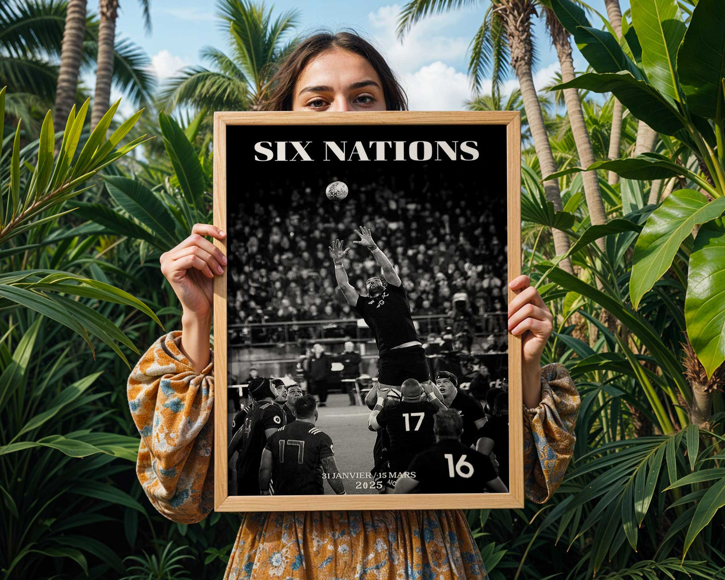 Affiche Rugby Six Nations 2025 - Ligne de Touche en Action