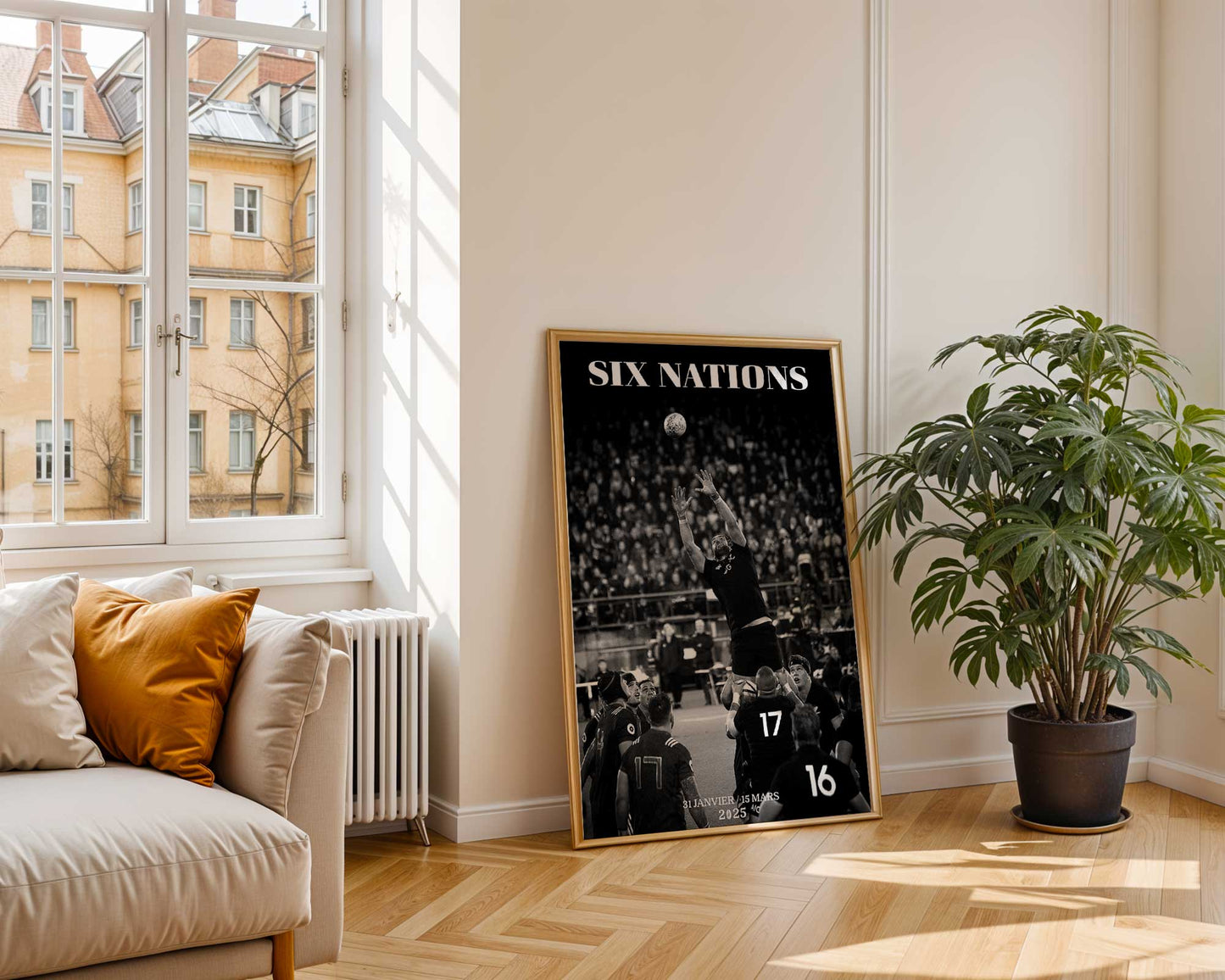 Affiche Rugby Six Nations 2025 - Ligne de Touche en Action