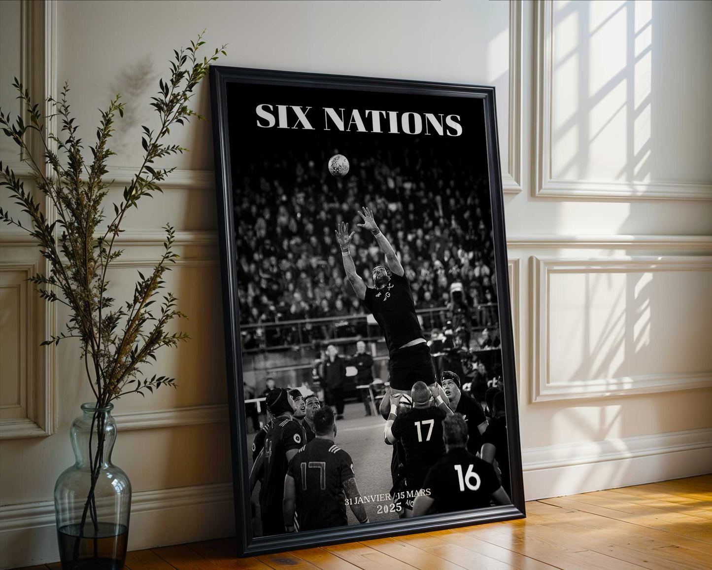 Affiche Rugby Six Nations 2025 - Ligne de Touche en Action