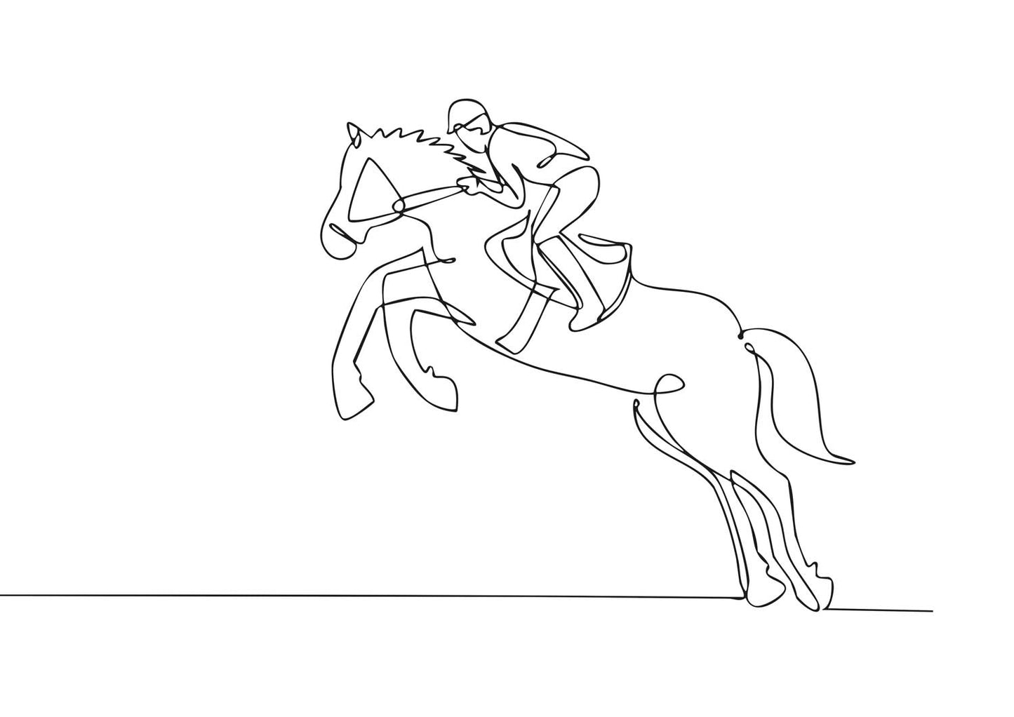 Poster d'Equitation au Trait - Art Sportif Minimaliste Illustration - UNIVEA