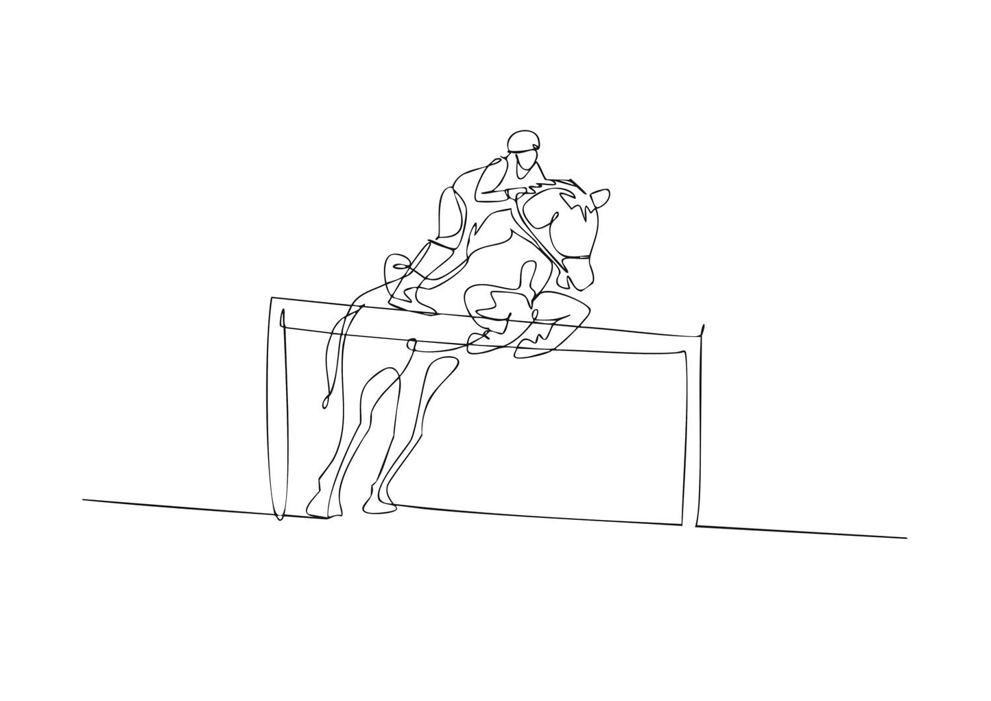 Poster d'Obstacle Equestre au Trait - Art Sportif Minimaliste Illustration - UNIVEA