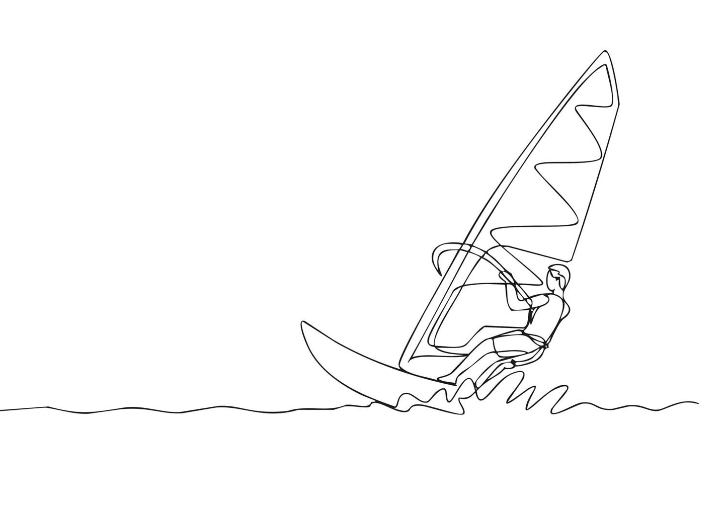 Affiche de Planche à Voile - Dessin au Trait - Sports Nautiques - UNIVEA