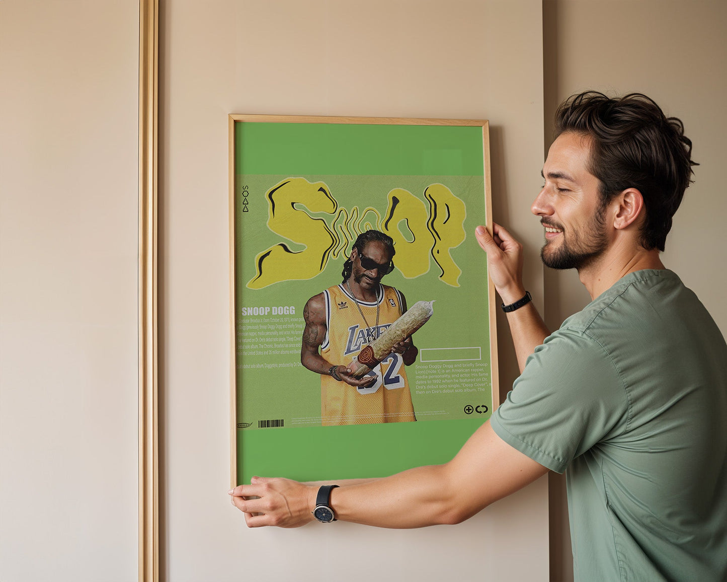 Snoop Dogg - Collage Noir et Blanc avec Food (Affiche Rétro & Hip-Hop)