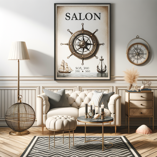 "Transformez votre salon en un décor maritime avec nos magnifiques tableaux et affiches maritimes. Découvrez nos conseils et idées pour une décoration marine réussie. Ambiance bord de mer garantie !"