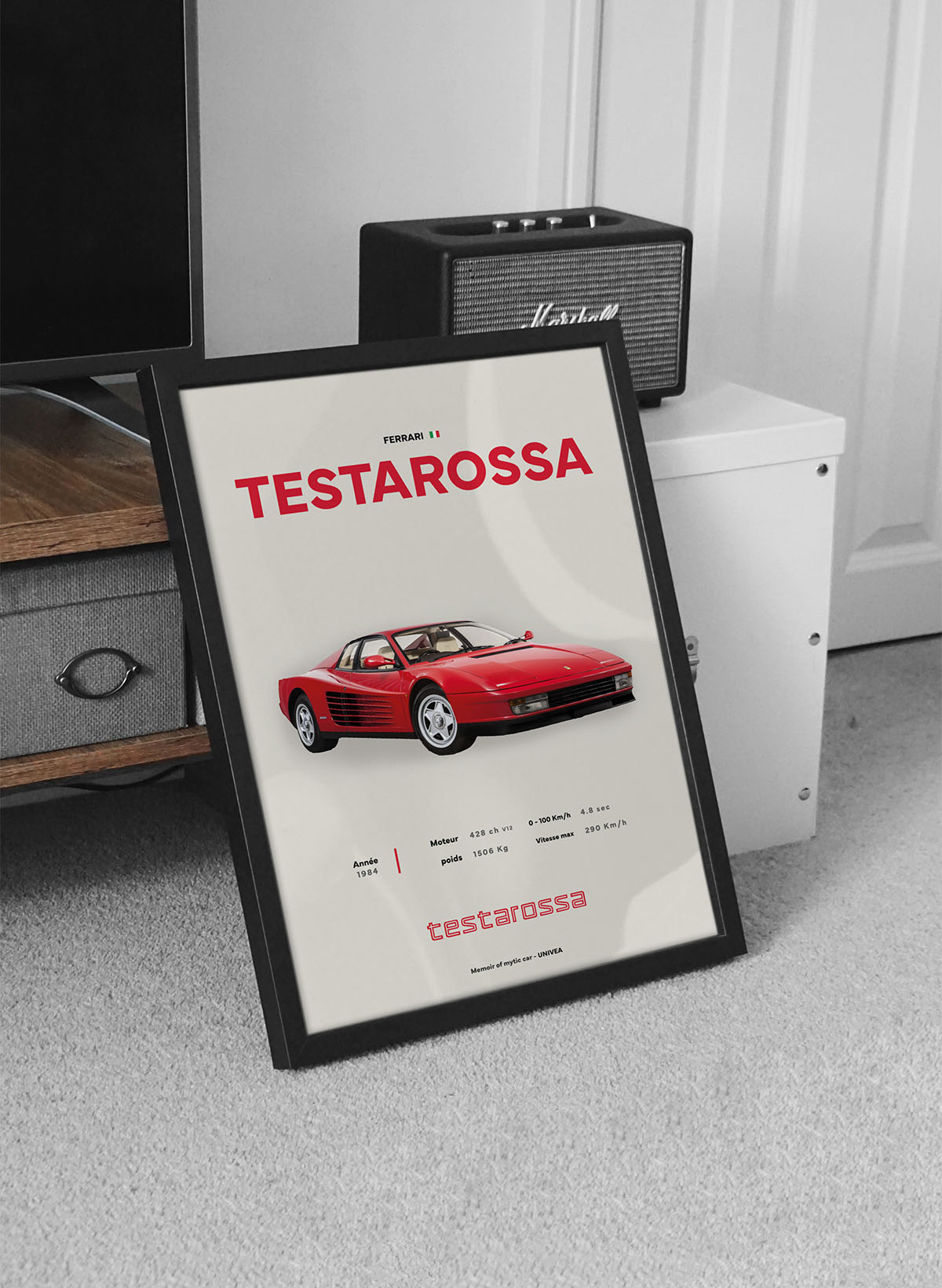 Affiche vintage de Ferrari Testarossa | Art mural voiture Affiche vintage de Ferrari Testarossa | Art mural voiture